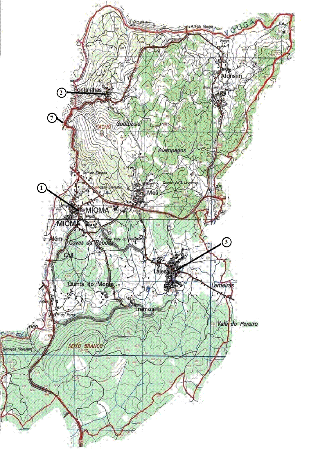 Mapa freguesia de Mioma
