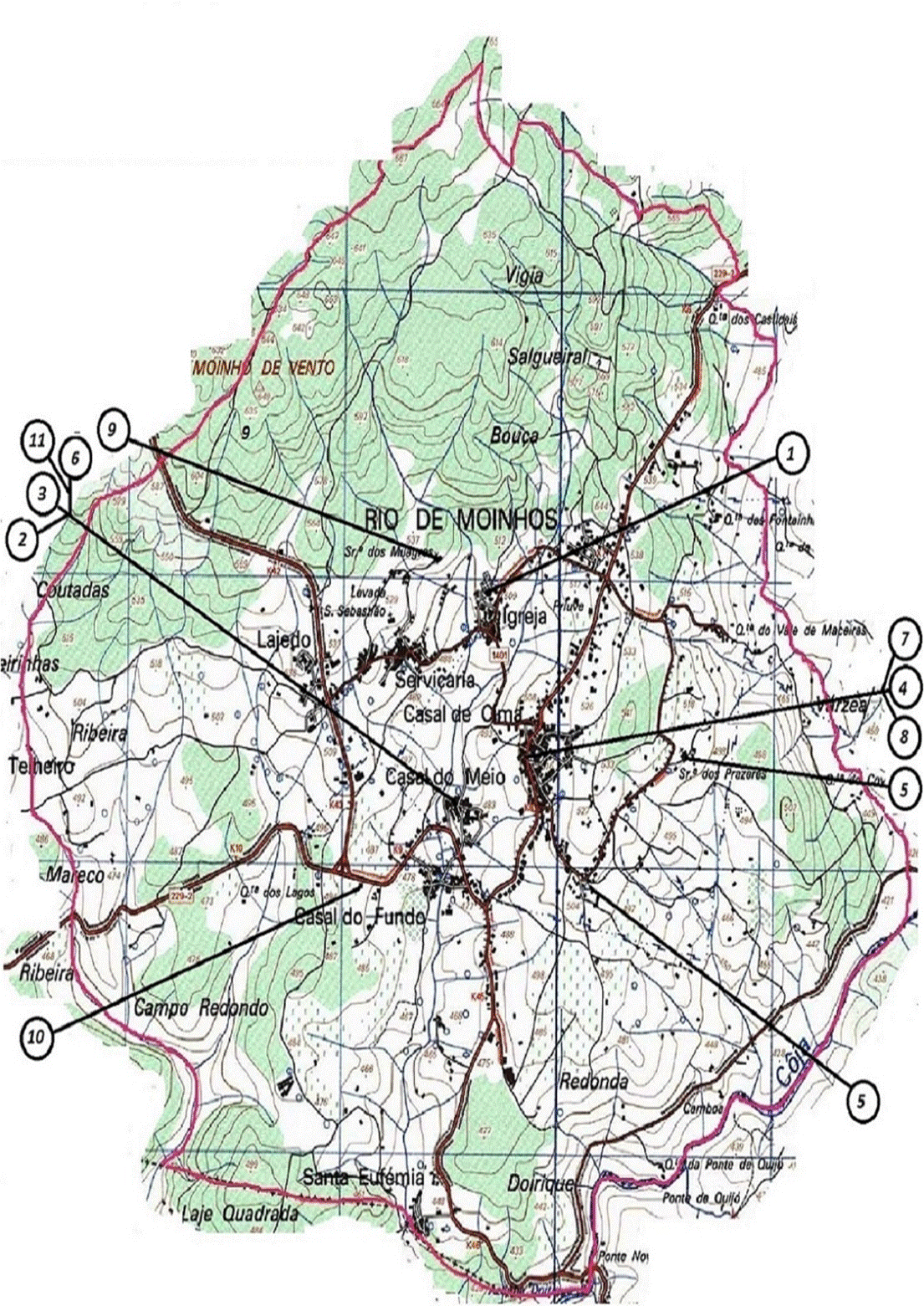 Mapa freguesia de Rio de Moinhos