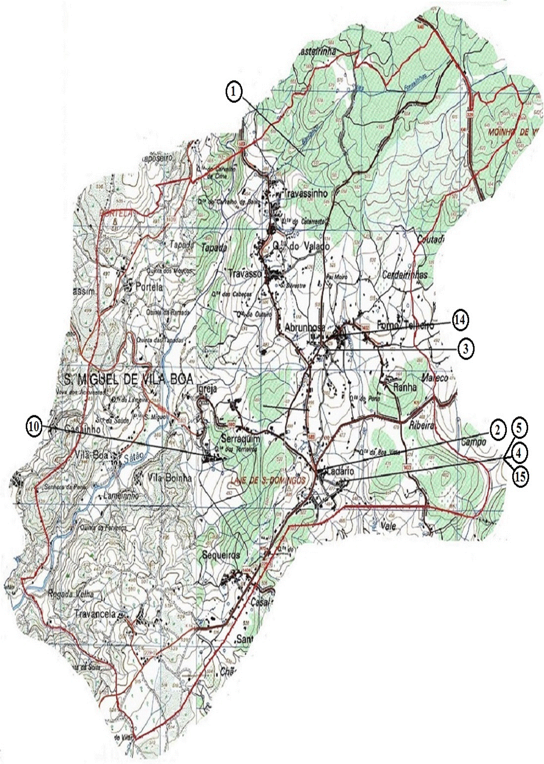 Mapa da freguesia de São Miguel de Vila Boa