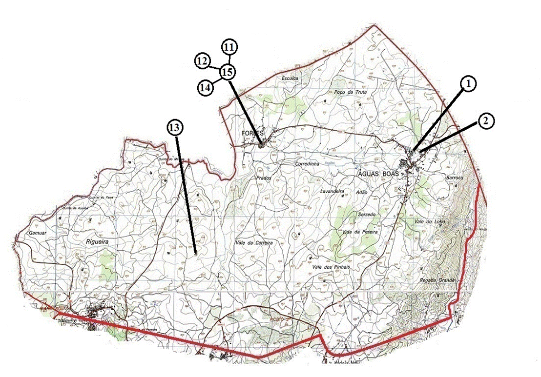 Mapa União de freguesias de Águas Boas e Forles