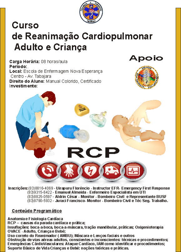 Ressuscitação Cardiopulmonar; Reanimação Cardiopulmonar; Suporte Básico ...